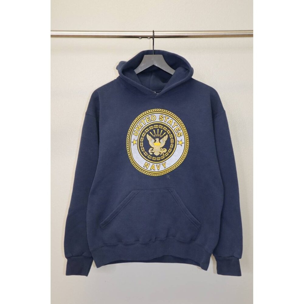 Vtg US Navy USN Hoodie Made in the USA PullOver Sweatshirt Navy Size Medium